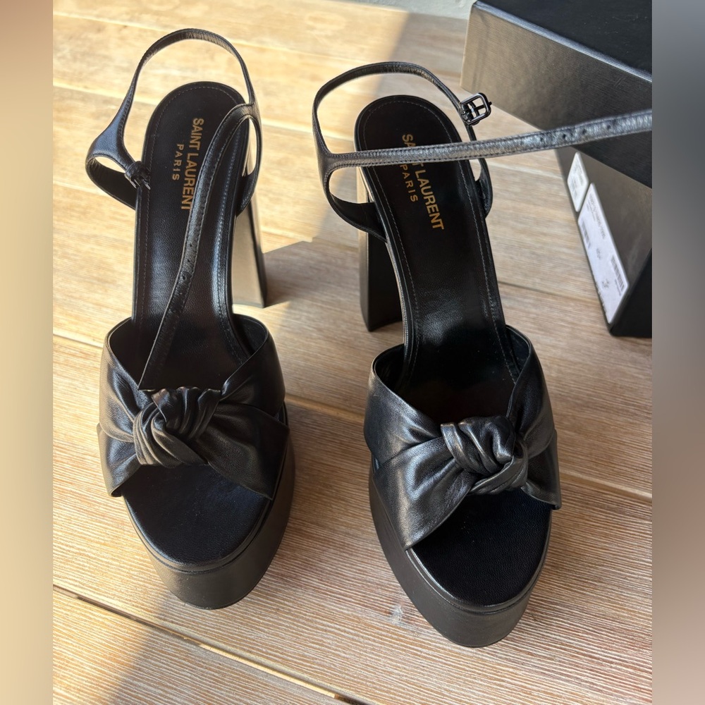 Saint Laurent Bianca Black Knotted Platform Heels (size 40.5)